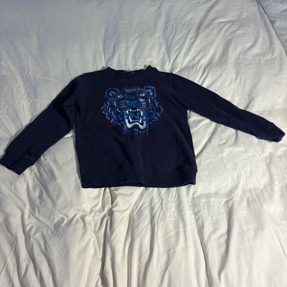 Kenzo Dark Blue Kids Sweatshirt with Tiger Graphic